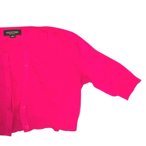 Perceptions Cropped Sweater - Bright Pink - Size 14 - Elbow Length Sleeves - Picture 4 of 8